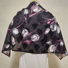 ストール　ブラック×花④の画像