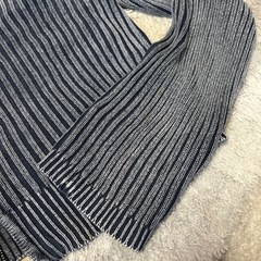 しまむら　ダブルジップ　リブニットカーディガン　ストーンウォッシュブルー　Lの画像