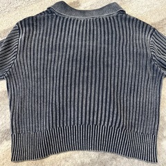 しまむら　ダブルジップ　リブニットカーディガン　ストーンウォッシュブルー　Lの画像