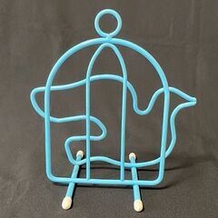 【非対面／引取限定】スチール まな板立て まな板スタンド 青い鳥 鳥籠 水色の画像