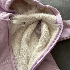 フリース ボアパーカー 女の子 裏起毛 パープル ユニクロ 110cm もこもこの画像