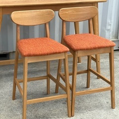 A648◇浅川家具◇ダイニング3点セット◇ハイタイプ◇オーク材◇幅130奥行70高さ93cmの画像