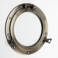 【新品】真鍮製 丸窓 ガラス窓 船舶風 マリンインテリア 壁飾りの画像