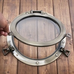 【新品】真鍮製 丸窓 ガラス窓 船舶風 マリンインテリア 壁飾りの画像