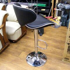 カウンターチェア 回転チェア 昇降付き 高さ調整 高さ86.5～107.5cm 椅子 イス ブラック 黒 札幌市 厚別区の画像