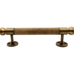 【新品】真鍮と天然木製 ドアハンドル 取っ手 アンティーク調 オシャレ　上品の画像