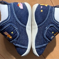 ミキハウス　12cm　デニムファーストシューズ クマ刺繍付きの画像