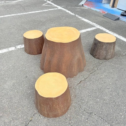 切り株調　ダイニングセット　椅子3