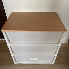 木目調天板プラスティック製衣装ケースの画像