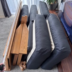 【無印良品】3シーター幅広200cm 購入価格13.8万円ソファ & オットマンセット （カバー付き) 約9万円OFF：64%OFF
の画像