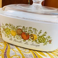 ★コーニングベジタブル柄のキャセロール★蓋はパイレックスの画像