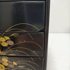 資生堂 花椿会 限定 高台寺風蒔絵 ハイプリオール記念品 小物箪笥 コスメ収納 アクセサリーケース 和風 黒漆調 伝統柄 251111-3Tの画像