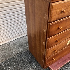 木製 5段 チェスト 整理箪笥 天然木 全国家具工業連合会　タンス  の画像