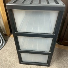 クローゼット深型チェスト3段　ブラック　収納ケース　衣装ケース　の画像