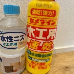 DIYにぜひ★【開封済み】　艶消しマットホワイトスプレー　水性ニス木工用　セメダイン速乾強力木工用水性ボンドの画像