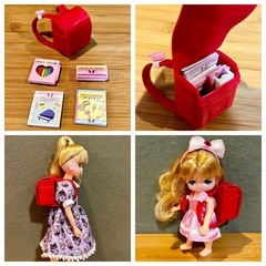 リカちゃん マキちゃん　三つ子　着せ替え人形 洋服 ドール　小物　アクセサリー　シューズ　靴　くつ　ランドセルセット　まとめ売り　女の子　小学生　小学校　ランドセル　3つ子　赤ちゃん　あかちゃん　女の子　人形遊び　ドール　着せ替え人形　おままごと　ままごと　洋服　アクセサリー　シューズ　靴　タカラトミー　の画像