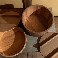 木製 おひつ 桶 フタ付 お櫃 蓋付 たらい 樽 の画像