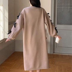 【新品】XLサイズ 袖リボントレーナーワンピースの画像