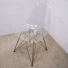 イームズチェア クリア 透明 クリアチェア シェルチェア ゴールド ゴールド スチール脚 おしゃれ リプロダクト デザイナーズチェア 椅子 ダイニングチェアの画像