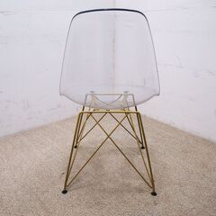 イームズチェア クリア 透明 クリアチェア シェルチェア ゴールド ゴールド スチール脚 おしゃれ リプロダクト デザイナーズチェア 椅子 ダイニングチェアの画像