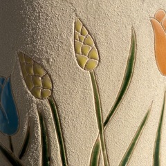 M6◇玄関に◇お洒落な傘立て◇陶器製◇チューリップ柄の画像