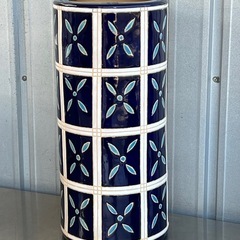 B2111◇傘立て◇陶器製◇青色◇和風の画像
