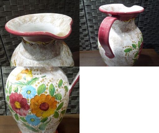イタリア製 花瓶 ピッチャー型 置物 高さ41.5cm フラワーベース ハンドメイド 札幌市 東区 新道東店