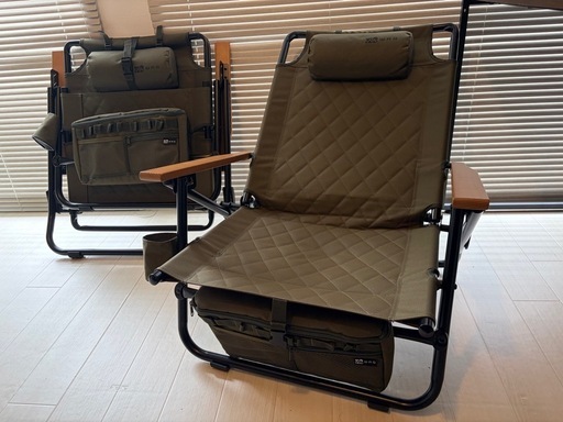 【キャンプ用品】WAQ リクライニングローチェア 2脚セット