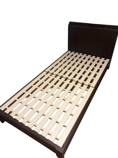 ニトリ ベッドフレーム シングル 宮棚付き スノコ ダークブラウン