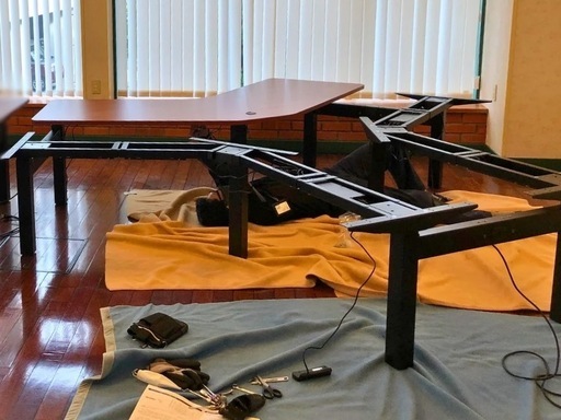 【引き取り限定】電動昇降式デスク/一式3人掛け/美品/北欧風