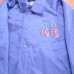 ベンチコート　未使用　濃い青色　ナイロン　男女両用　裏防寒　Lサイズ　ラグラン袖　の画像