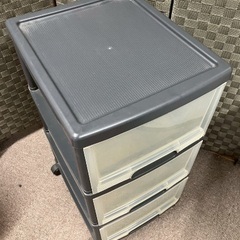 キャスター付き衣類収納チェスト　3段　ブラック　衣装ケース　クローゼット　押入れの画像