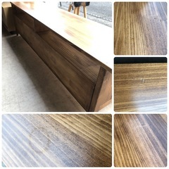 タイル扉 テレビボード 木製 幅140 テレビ台 ローボード 木目の画像