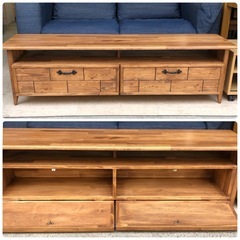 タイル扉 テレビボード 木製 幅140 テレビ台 ローボード 木目の画像