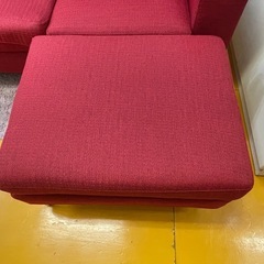 【リサイクルサービス八光】幅203㎝　レッド　3人掛けカウチソファ　オットマン付きの画像