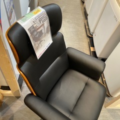 【オフィスチェア】【PUレザー黒】【クッション付き】※後ろ側傷アリ★クリーニング済み【管理番号1111】野の画像