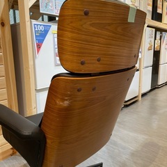 【オフィスチェア】【PUレザー黒】【クッション付き】※後ろ側傷アリ★クリーニング済み【管理番号1111】野の画像