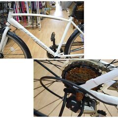 27インチ 自転車 シティサイクル 7段切替 オートライト かご付き クロスバイク FORTERA  TREKKING札幌市 清田区 平岡の画像