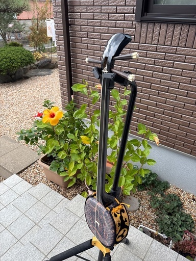 三線 本体 黒 木製 オレンジ装飾
