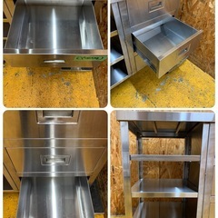 C(7674) キャビネット作業台 ステンレス 三段 引き出し W930D500H800 業務用 厨房 飲食店 店舗用 直接引き取り歓迎 大阪の画像