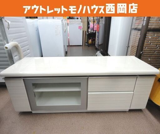 テレビボード 幅125㎝ ホワイト系 エナメル調 ニトリ ポスティア ローボード テレビ台 リビングボード 西岡店