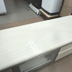 テレビボード 幅125㎝ ホワイト系 エナメル調 ニトリ ポスティア ローボード テレビ台 リビングボード 西岡店の画像