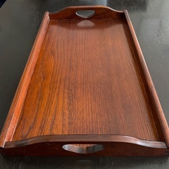 天然木製 長手盆 漆塗り／お盆 トレーの画像