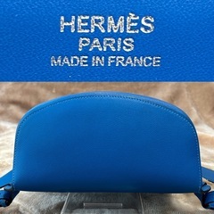HERMESエルメスサックアドGR24C刻印2018年製リュックサックナップザックリックサックルックザックサブリュックナップサックバックパックデイパックブルー青色系フランス製無地レディース女性用women’sレザー牛革本革幅24高32マチ12オープンポケット1の画像