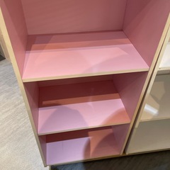 【棚】【3段カラーボックス】【ピンク】クリーニング済み【管理番号1111】野の画像