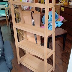 ４段オープンシェルフ　オープンラック　収納棚　木製　ナチュラル　サイズ（約）幅63×奥33×高125　　■近隣配送無料 買取GO‼　栄和店の画像