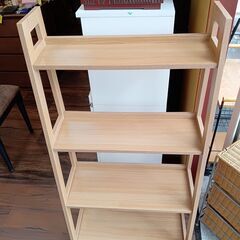 ４段オープンシェルフ　オープンラック　収納棚　木製　ナチュラル　サイズ（約）幅63×奥33×高125　　■近隣配送無料 買取GO‼　栄和店の画像
