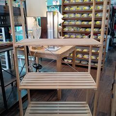 4段オープンラック　オープンシェルフ　ウッドラック　木製　フリーラック　棚　サイズ（約）幅82×奥40×高137　　■近隣配送無料 買取GO‼　栄和店の画像