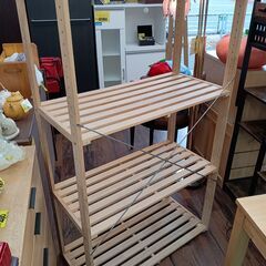 4段オープンラック　オープンシェルフ　ウッドラック　木製　フリーラック　棚　サイズ（約）幅82×奥40×高137　　■近隣配送無料 買取GO‼　栄和店の画像