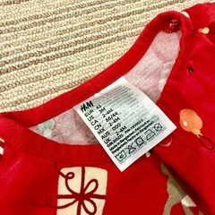 クリスマス ロンパース トナカイ柄 レッド ベビー服の画像